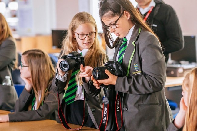 Students in photography workshop in West Cumbria
